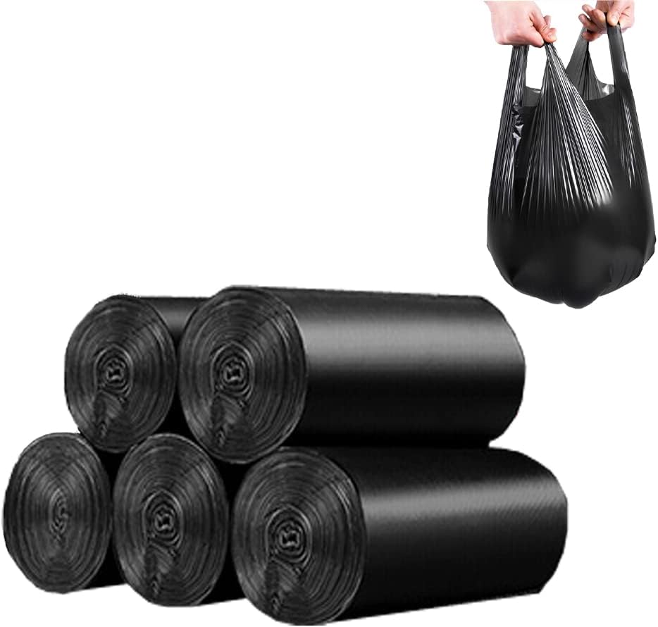 100 Count 4 Gallon Small Black Trash Bags, Durable PE Material, Handles, Breakpoints, 46x60cm