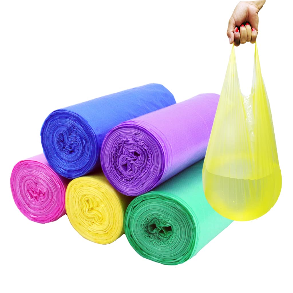 100 Count 4 Gallon Small Black Trash Bags, Durable PE Material, Handles, Breakpoints, 46x60cm