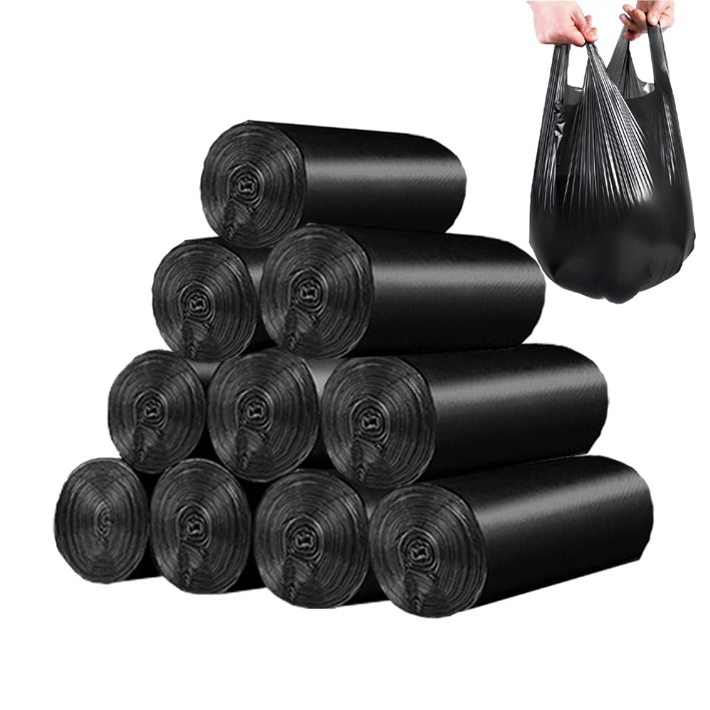100 Count 4 Gallon Small Black Trash Bags, Durable PE Material, Handles, Breakpoints, 46x60cm