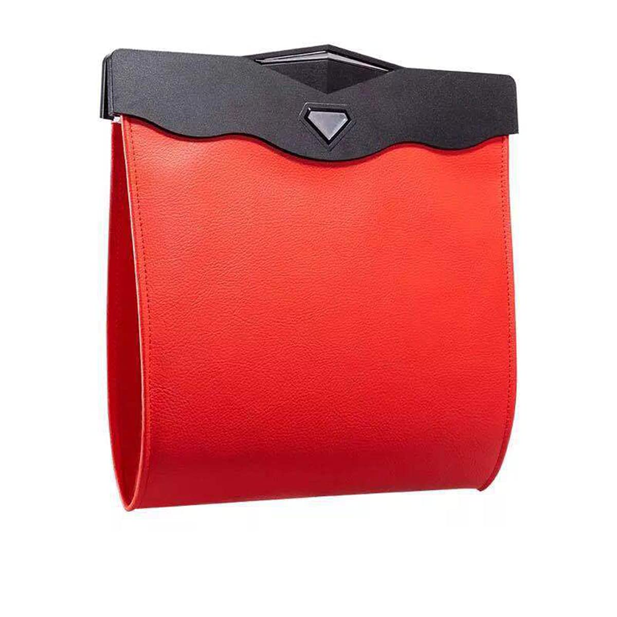Car Leather Trash Bag Smart LED Waterproof Organizer Storage Garbage Can (Black)