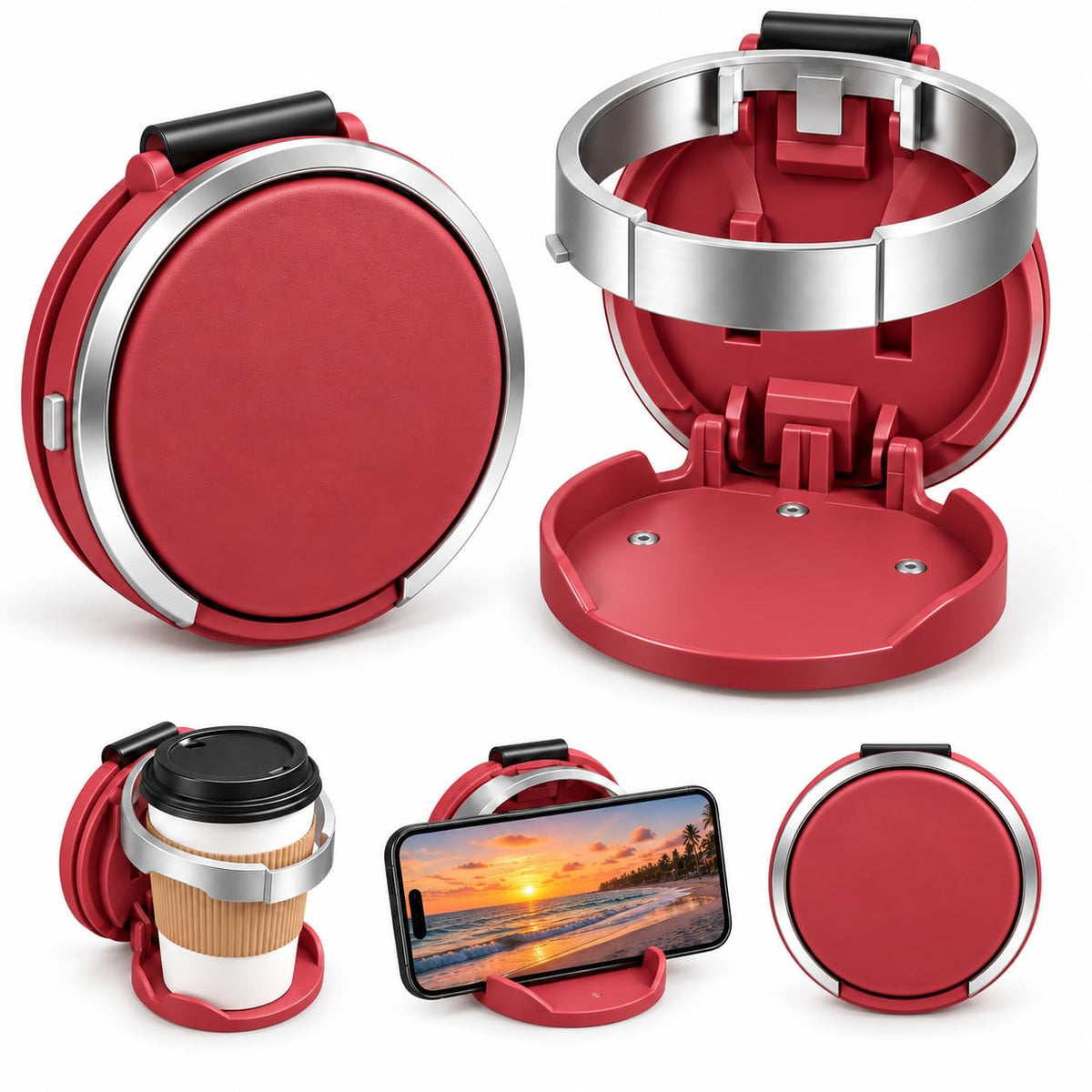 Universal Foldable Car Cup Holder with Hook,Folding Automotive Door Storage