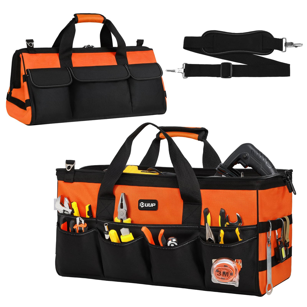 UUP Heavy Duty Tool Bag 15Inch, 16-Pocket Portable Empty Tool Box Organizer