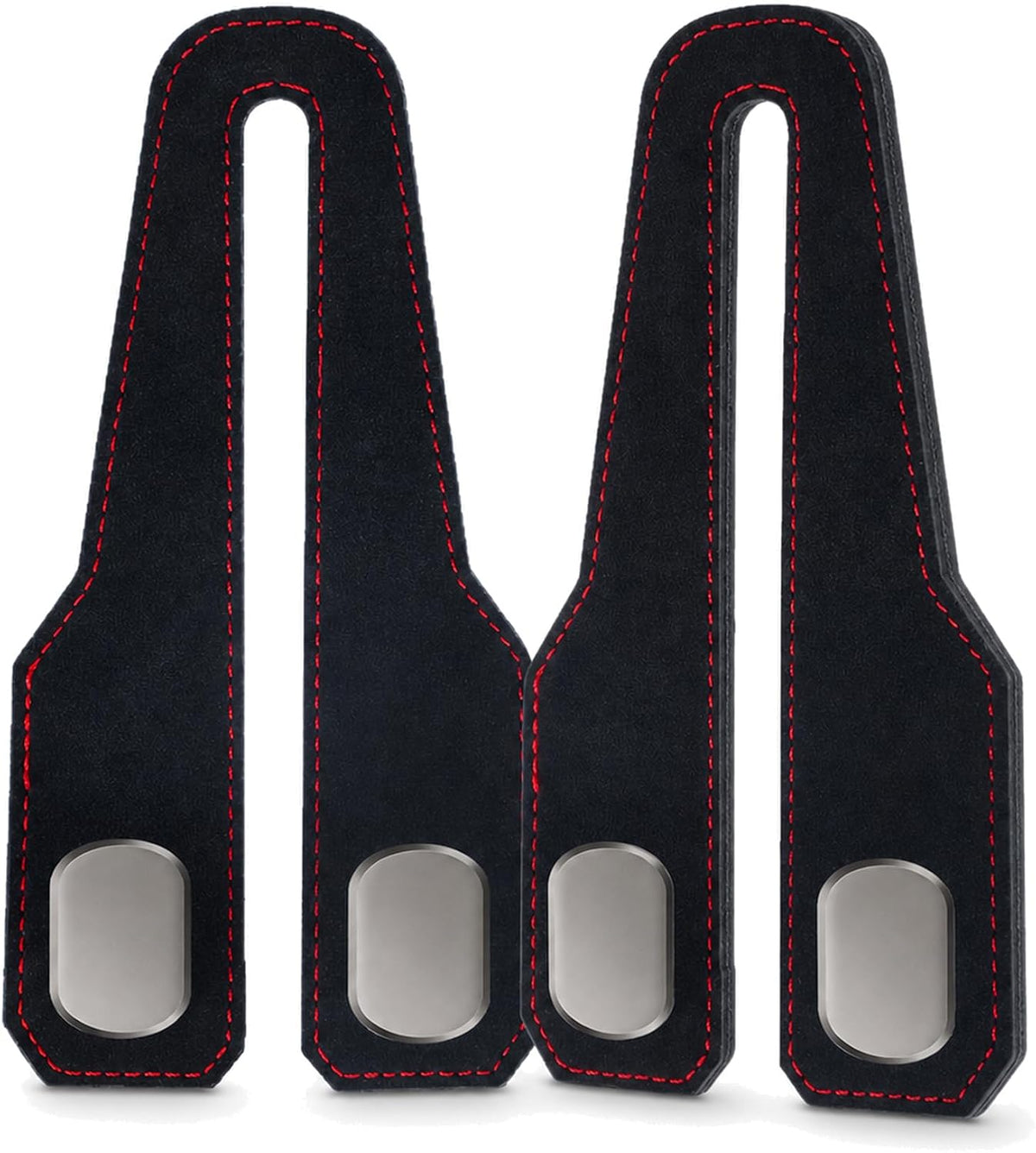 2 Pack Car Purse Hooks, Suede leather Headrest Hooks with Hangers(Black)