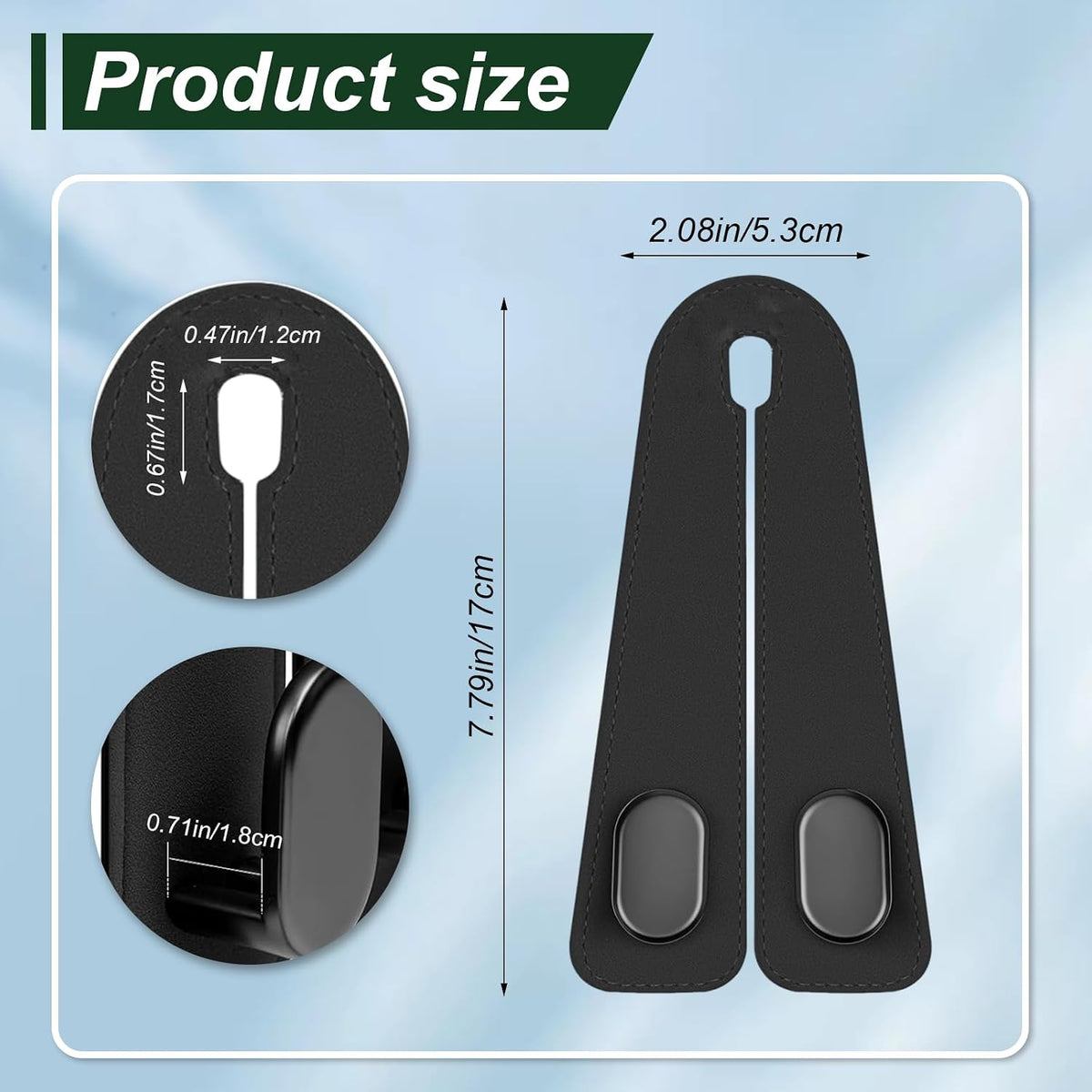 2 Pack Leather Seat Back Hooks - Heavy Duty Double Hooks for Purses, Grocery Bags, Umbrellas & Mask, Car Organizer Accessories (2)