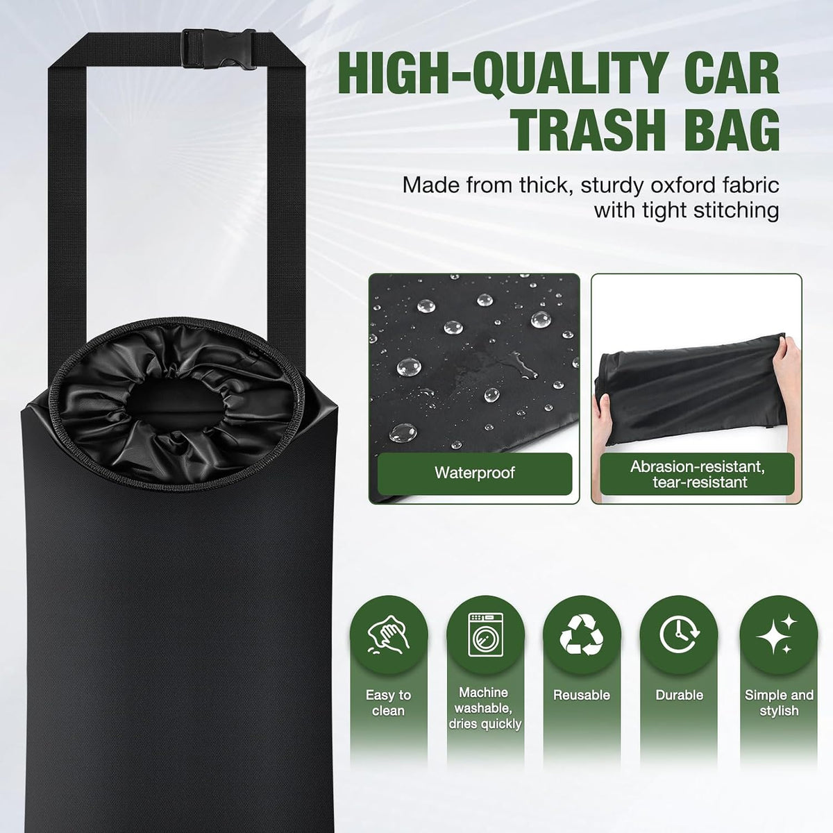 1 Pcs Car Trash Bag Hanging Large 14.2*7.9 in, Car Garbage Bag Oxford Cloth