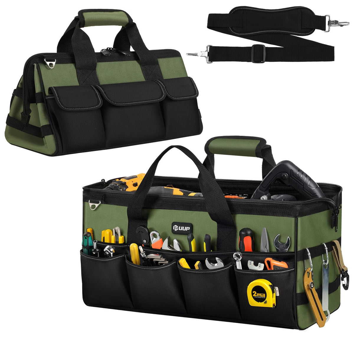 UUP Heavy Duty Tool Bag 15Inch, 16-Pocket Portable Empty Tool Box Organizer