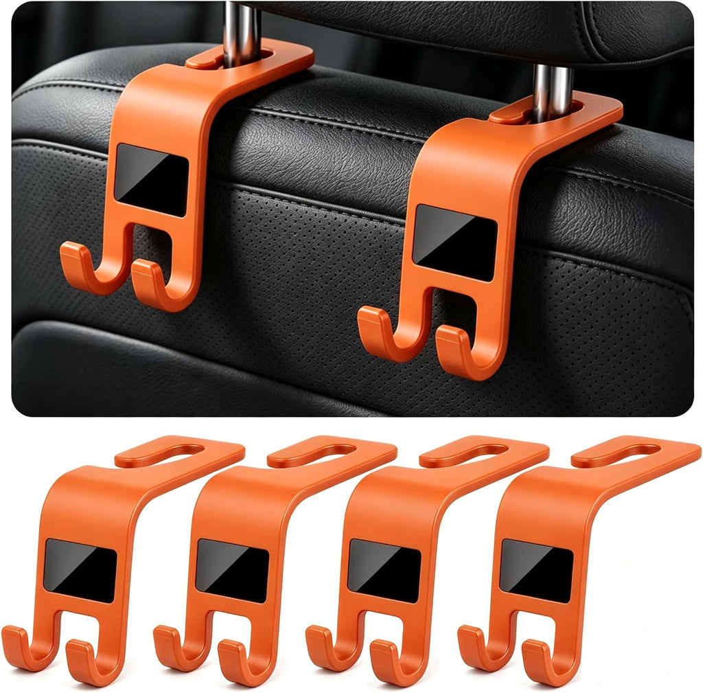 ZSDY Car Seat Headrest Hooks Heavy Duty Vehicle Back Seat Storage Organizer Hanger for Purse Grocery Bags Coat Universal Car Interior Accessories 4 Pack, Black