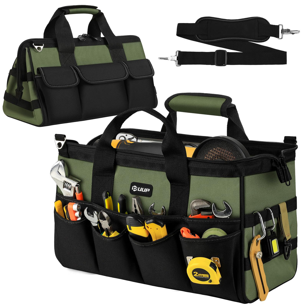 UUP Heavy Duty Tool Bag 15Inch, 16-Pocket Portable Empty Tool Box Organizer