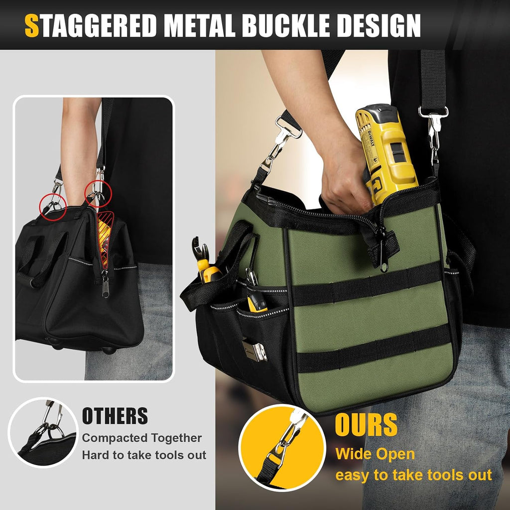 UUP Heavy Duty Tool Bag 15Inch, 16-Pocket Portable Empty Tool Box Organizer