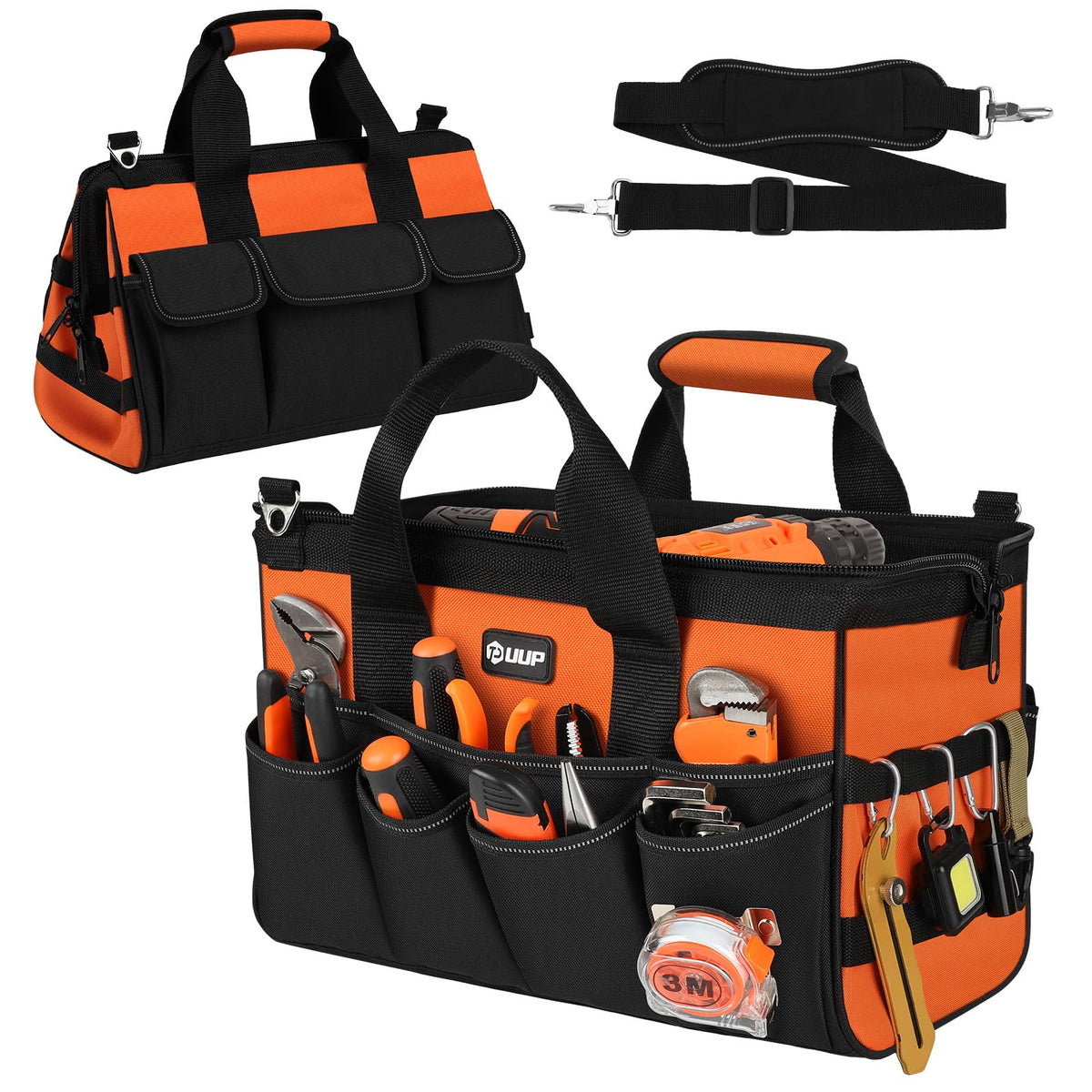 UUP Heavy Duty Tool Bag 15Inch, 16-Pocket Portable Empty Tool Box Organizer